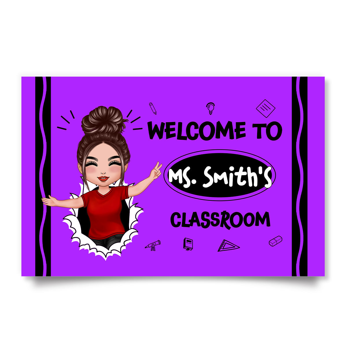 Welcome To My Class Happy Teacher Crayon Theme Personalized Poster, Classroom Decor, Back To School Gift