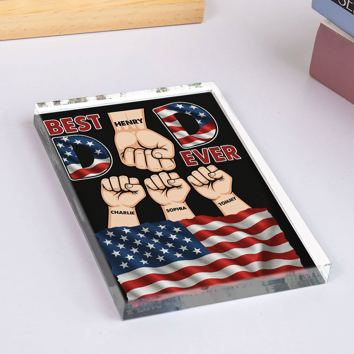 Best Dad Ever Nation Flag Personalized Acrylic Block Plaque, Gift for Dad