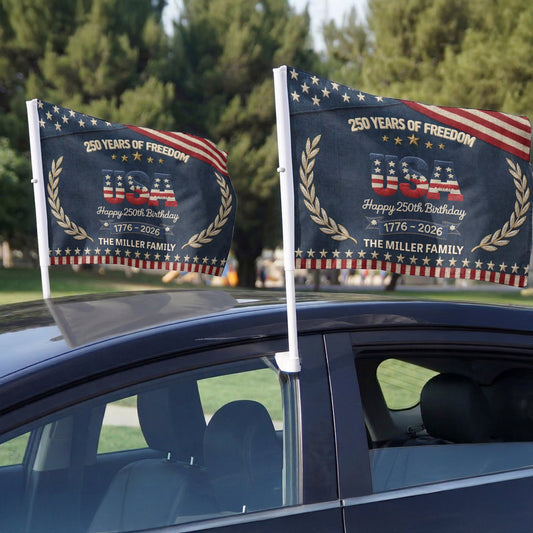 250th Anniversary USA Patriotic Faux Pattern - Personalized Car Flag
