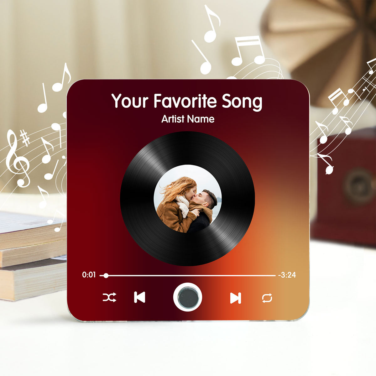 Custom Photo & Favorite Song Disc Personalized Music Fridge Magnet, Gift For Couple