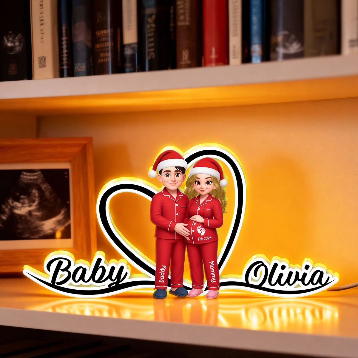 Expecting Parents Christmas Pregnancy - Personalized Light Box