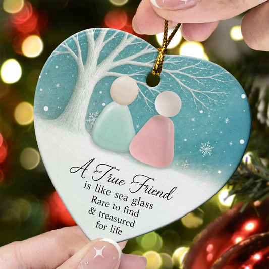 2D Sea Glass Effect Printed Thank You Friendship Christmas Gifts - Ceramic Ornament