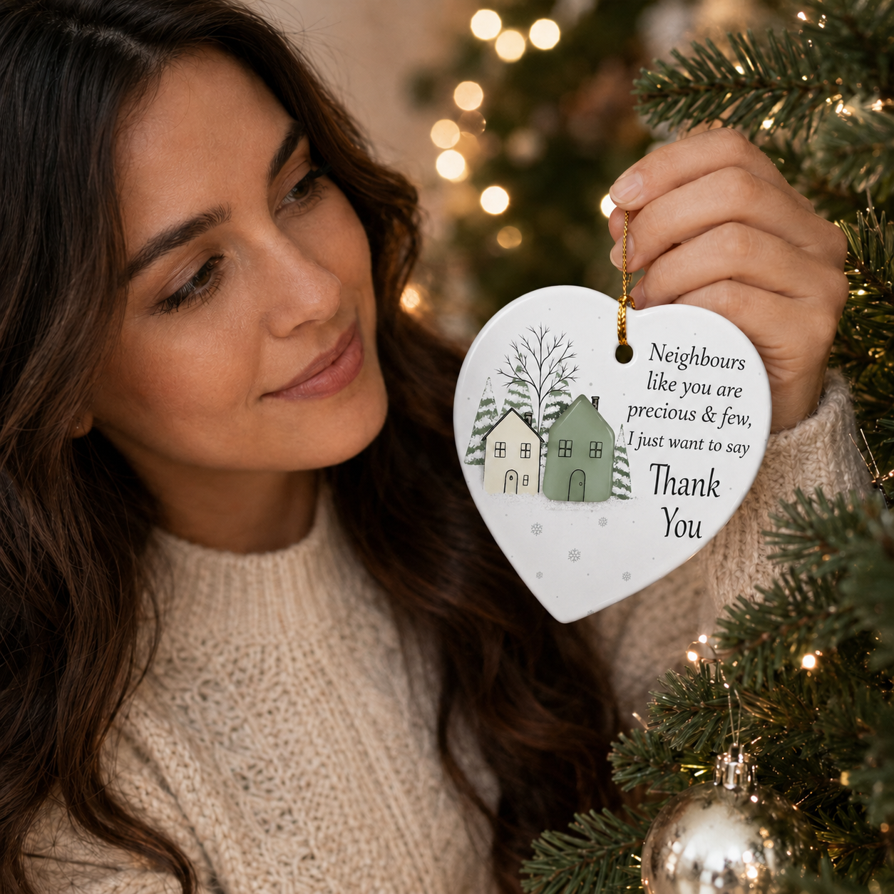 2D Sea Glass Effect Printed Thank You Neighbours Appreciation Bulk Christmas Gifts - Ceramic Ornament