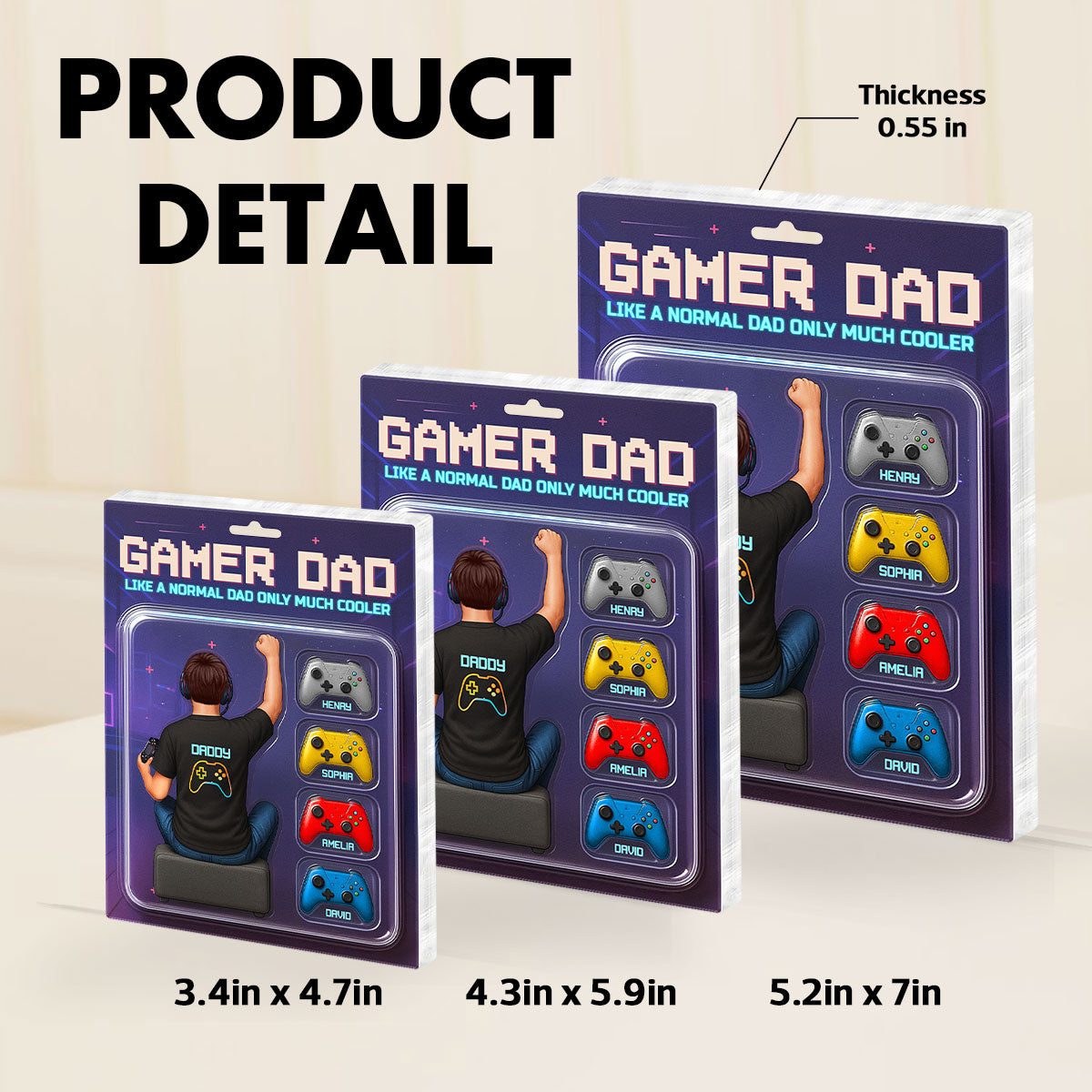 Gamer Dad Back View Toy Box Figures Style, Personalized Acrylic Block Plaque, Gift for Dad, Gift for Husband