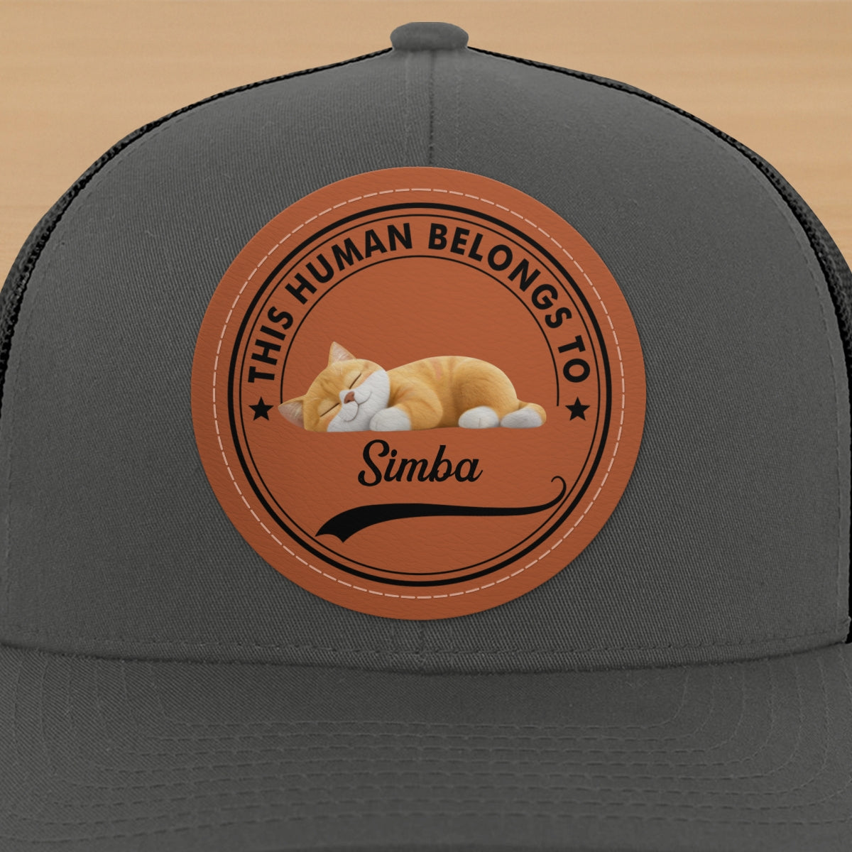 This Human Belongs To Cute Sleeping Cats Personalized Leather Patch Hat, Father's Day gift