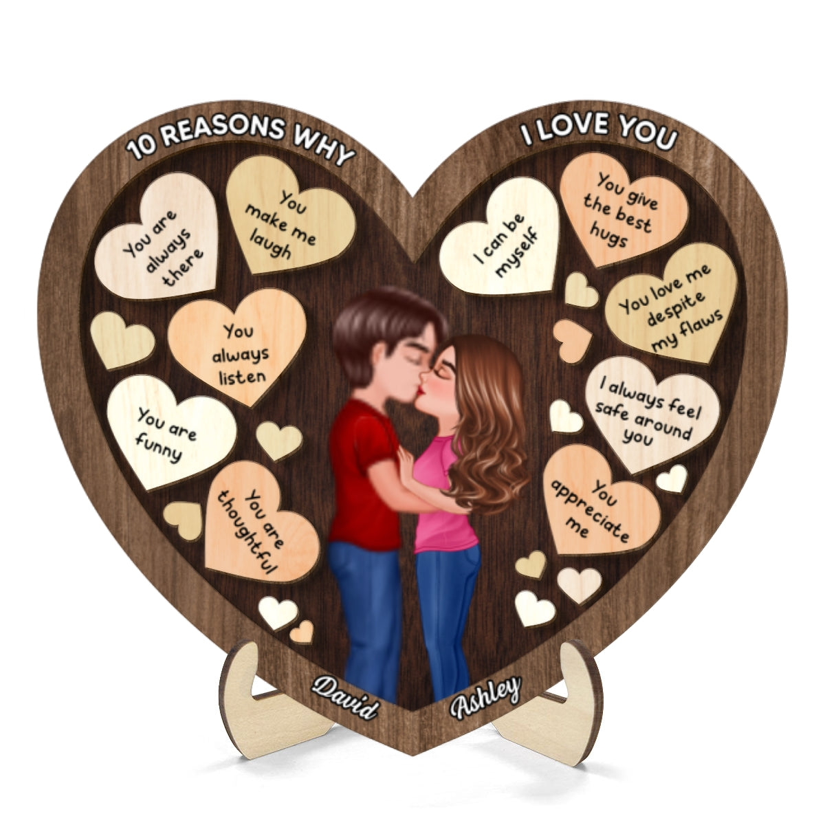 Doll Couple Kissing In Heart Reasons Why I Love You, Gift For Him, For Her