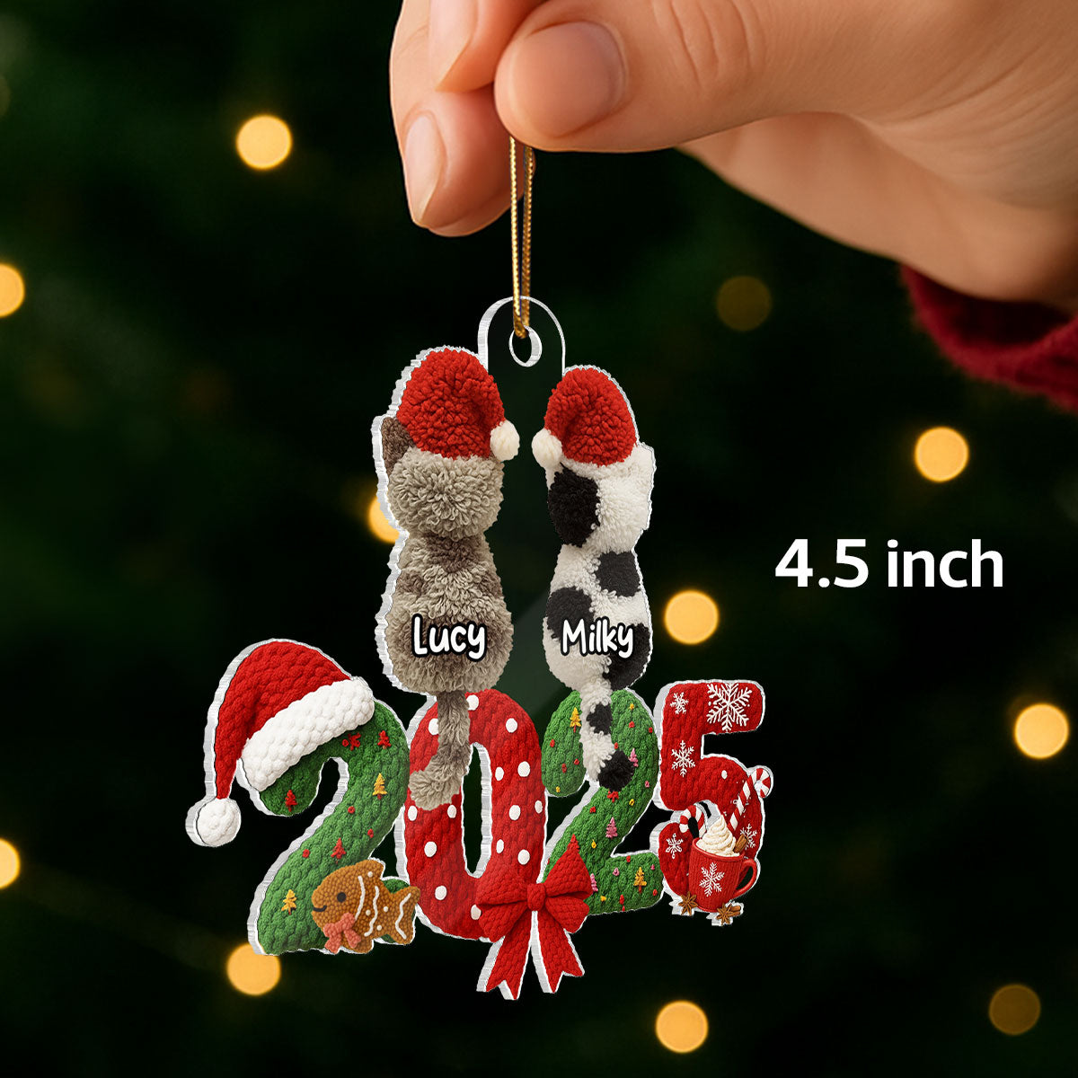 Custom Cat Designs - Personalized Acrylic Ornament - Christmas Gift for Cat Lovers, Cat Moms, Cat Dads