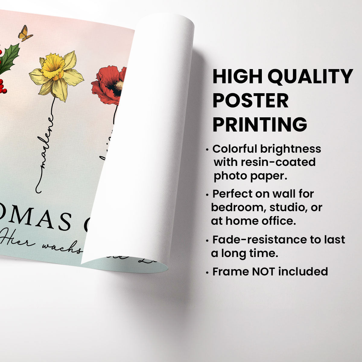 Omas Garten mit Geburtsblumen – Personalisiertes Poster – Muttertagsgeschenk fr Oma