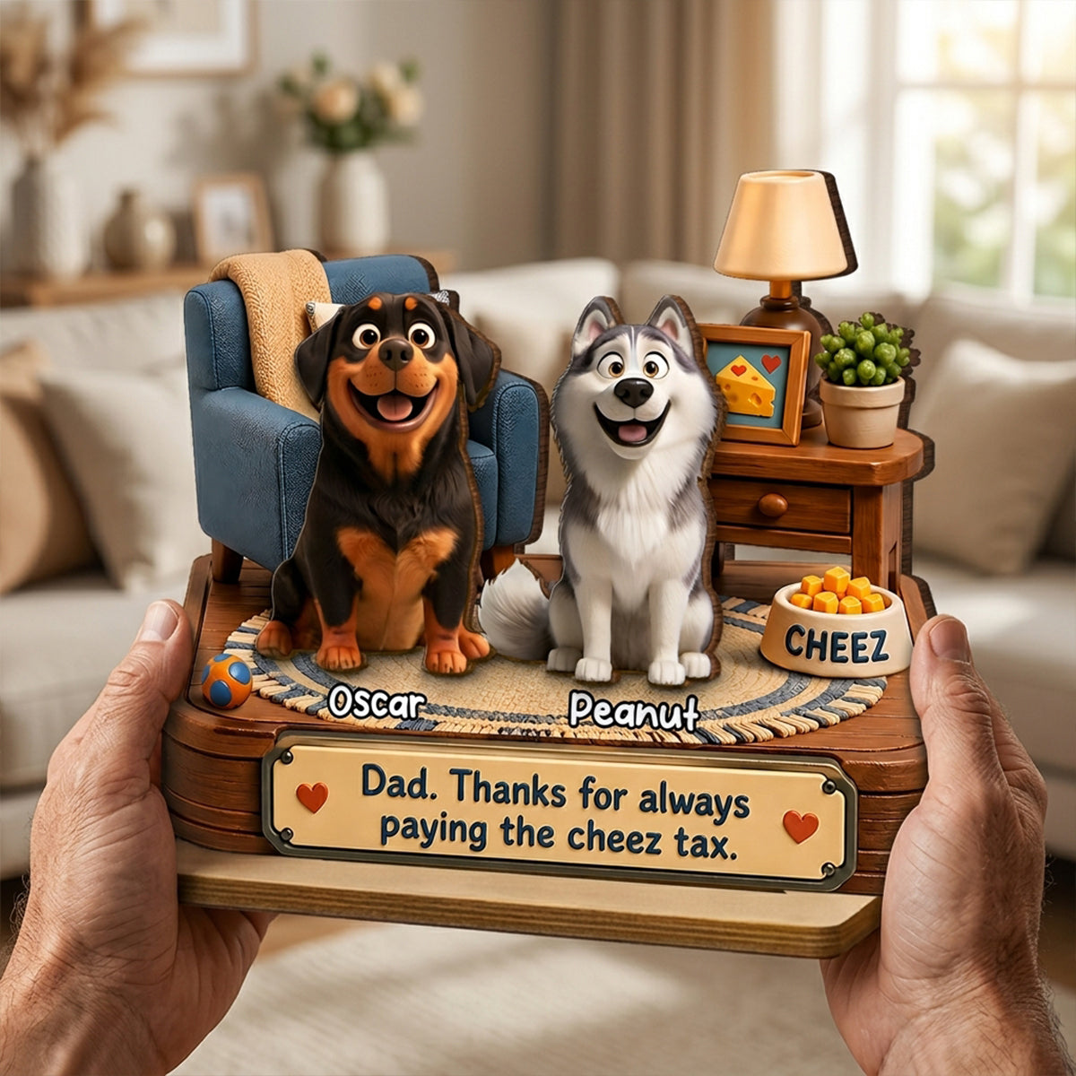 Cheese Tax Dog Dad - Personalized 2-Layered Wooden Plaque - Gift for Dog Dad