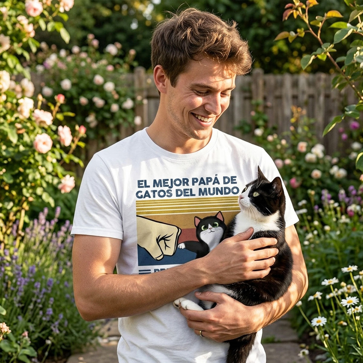 Regalo perfecto para paps de gatos – Camiseta personalizada con choque de puos con tu gato