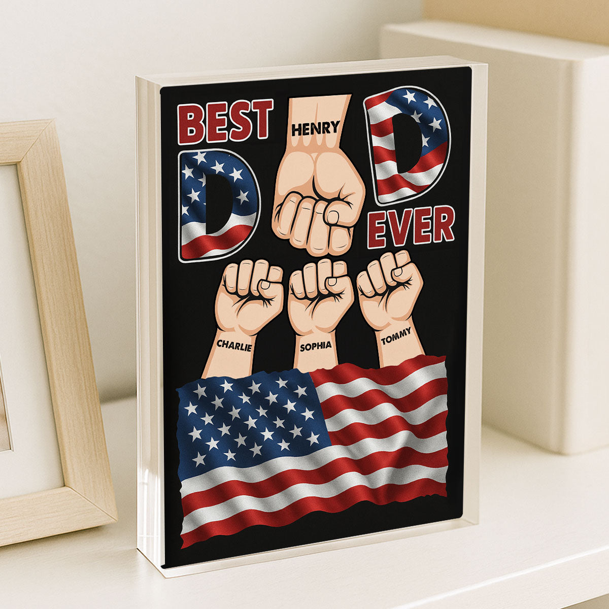 Best Dad Ever Nation Flag Personalized Acrylic Block Plaque, Gift for Dad