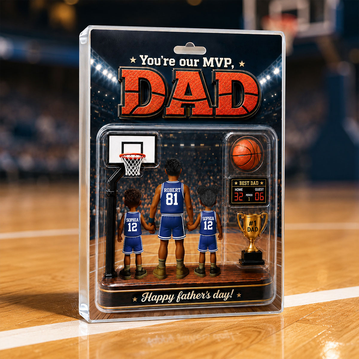 You Are Our MVP Basketball Dad, Custom Action Figure - Personalized Acrylic Block Plaque - Gift for Dad, Husband