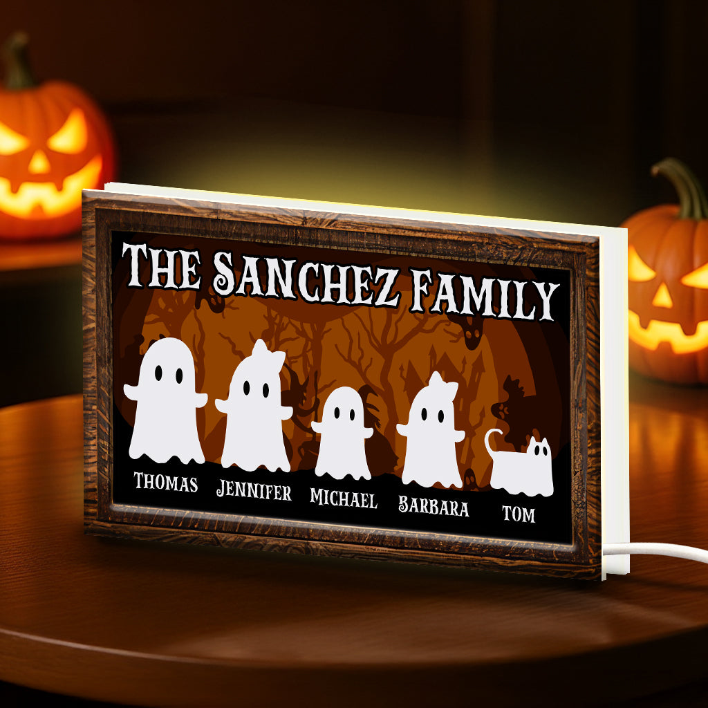 Halloween Ghost Family Tabletop Tiered Tray Decor Personalized LED Light Box