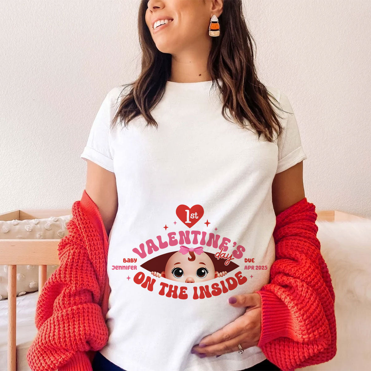 Baby's First On The Inside Personalized Shirt, Custom Pregnancy Reveal Shirt, Expecting Mom