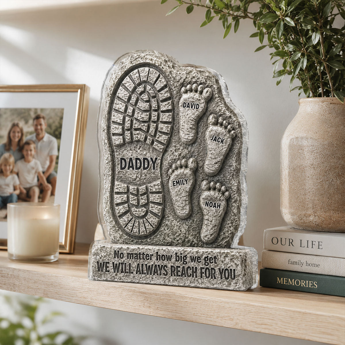 No Matter How Big We Get Always Reach For You Dad - Personalized Acrylic Block Plaque - Heartfelt Gift For Dad, Husband