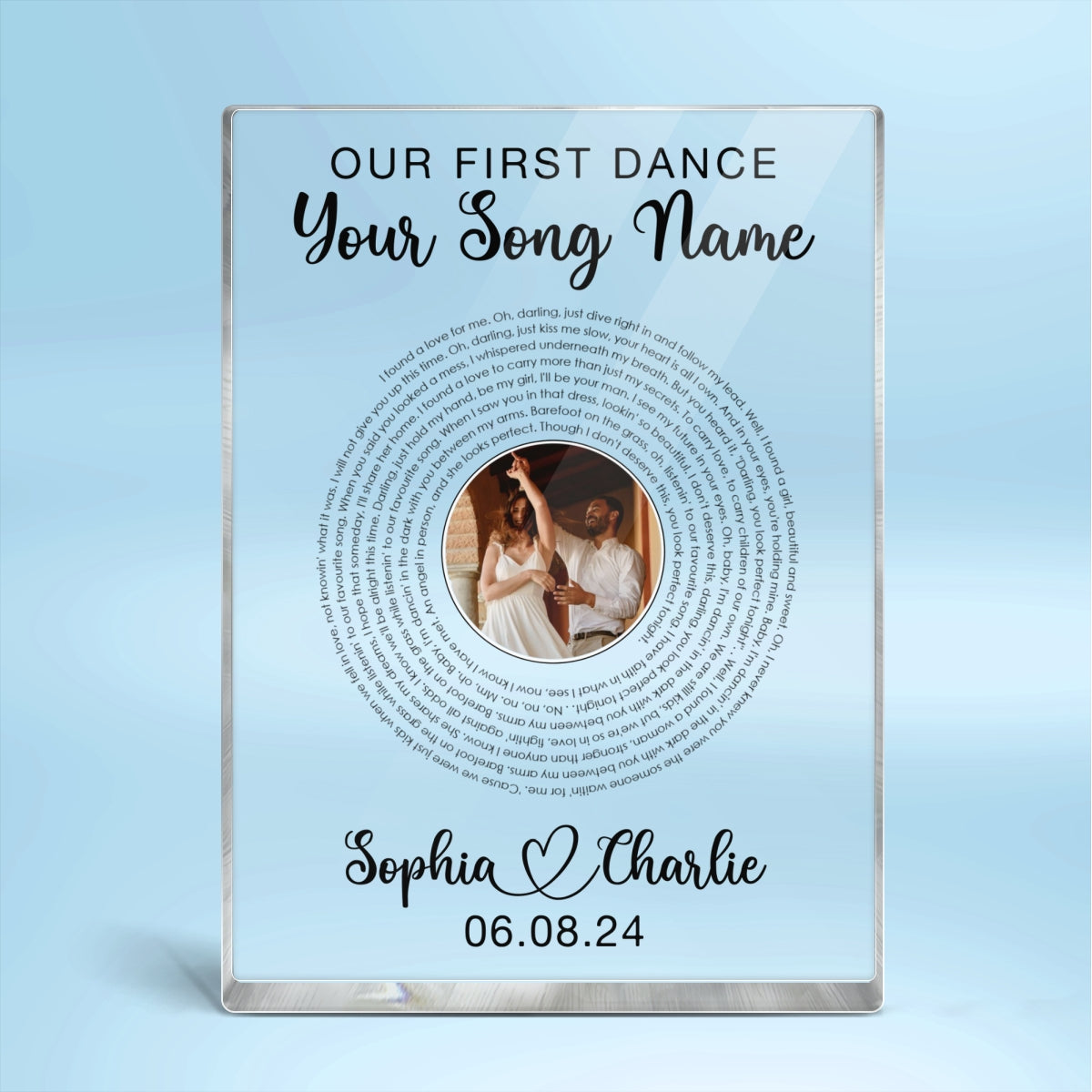 Our Favorite Song Vinyl Record Song Lyrics Art Personalized Rectangle Acrylic Plaque, Anniversary Gift For Him, Gift For Her