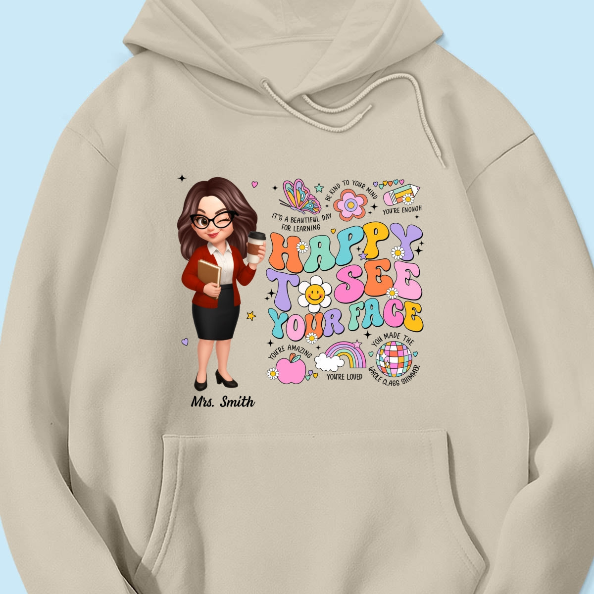 Happy To See Your Face Groovy Retro Persomalized Shirt, Back To School Shirt For Teachers