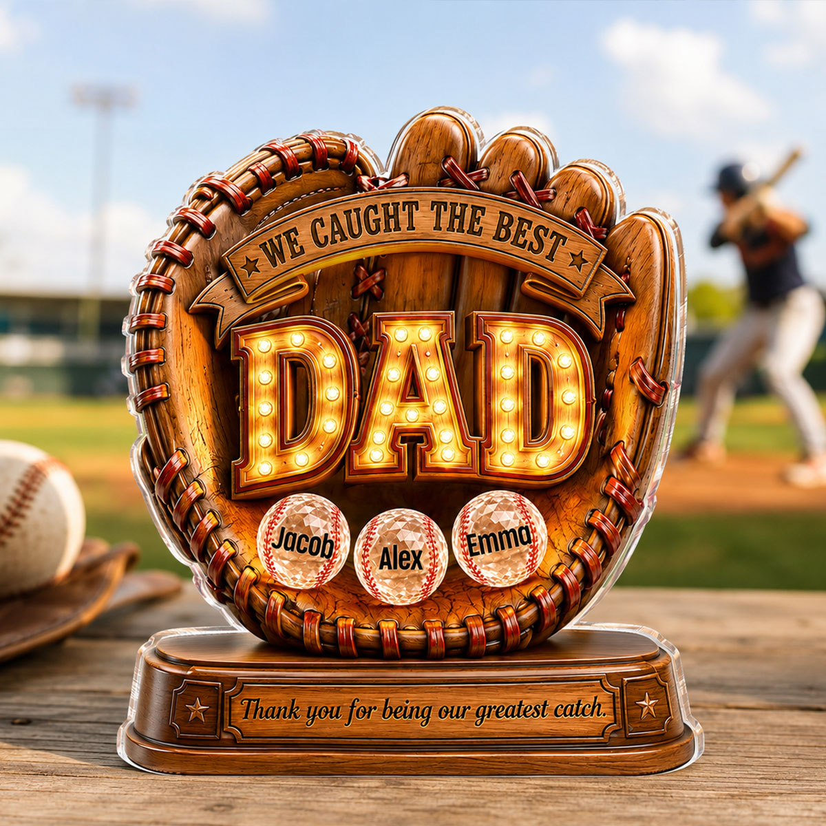 Great Baseball Dad - Personalized Acrylic Block Plaque - Gift for Dad, Husband