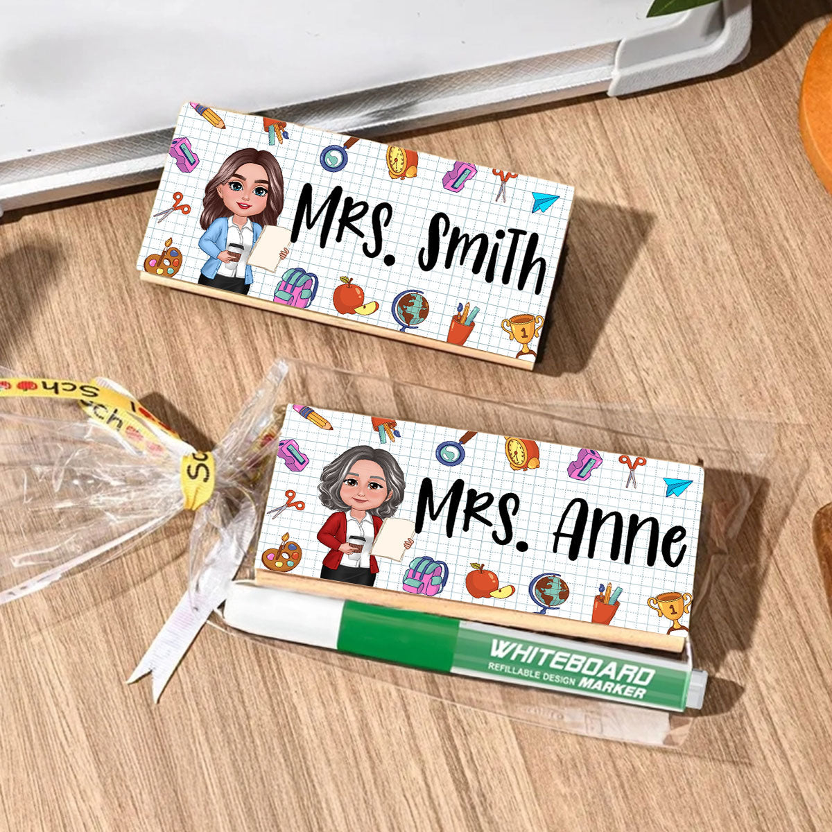 Teacher School Things Personalized Chalkboard/Whiteboard Eraser with Marker, Teacher Appreciation Gift, Back To School Gift