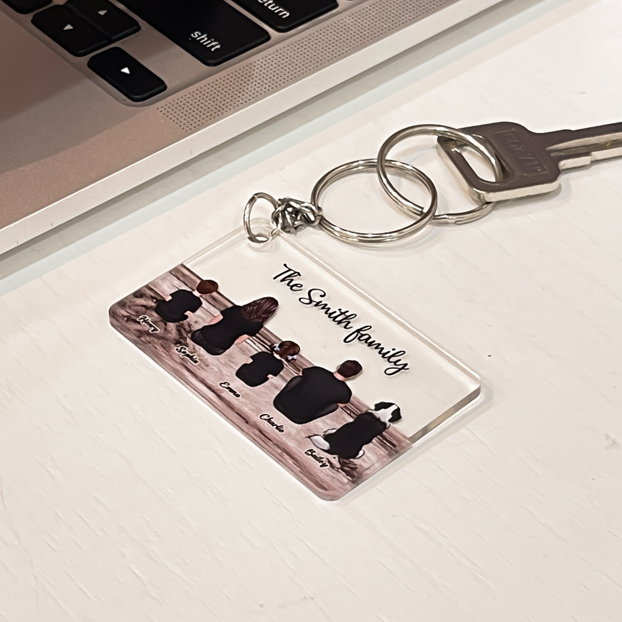 Family Sitting Vintage Background - Personalized Acrylic Keychain
