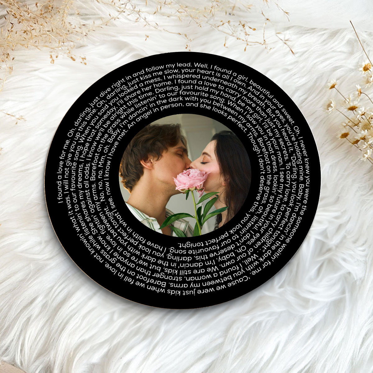 Upload Photo Black White Vinyl Record Personalized 2-Layer Wooden Plaque, Birthday Anniversary Gift For Couple, For Bestie