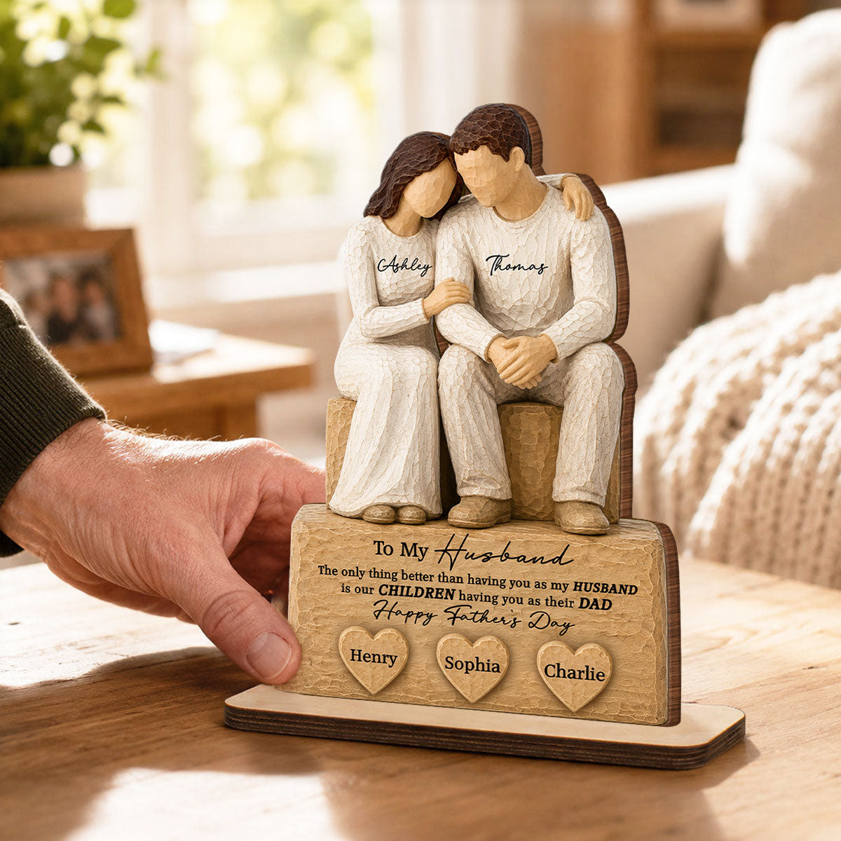Sentimental Rustic To My Husband The Only Thing - Personalized 2-Layered Wooden Plaque - Heartfelt Gift For Husband, Dad