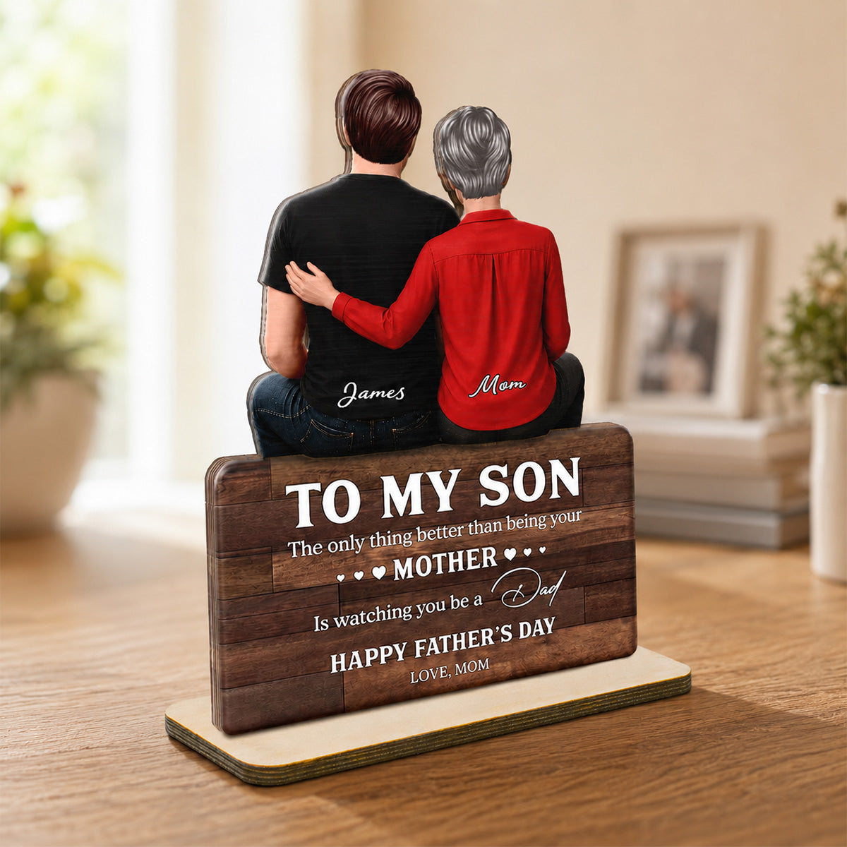 To My Son Happy 2D Flat - Personalized Wooden Plaque - Heartfelt Gift For Son