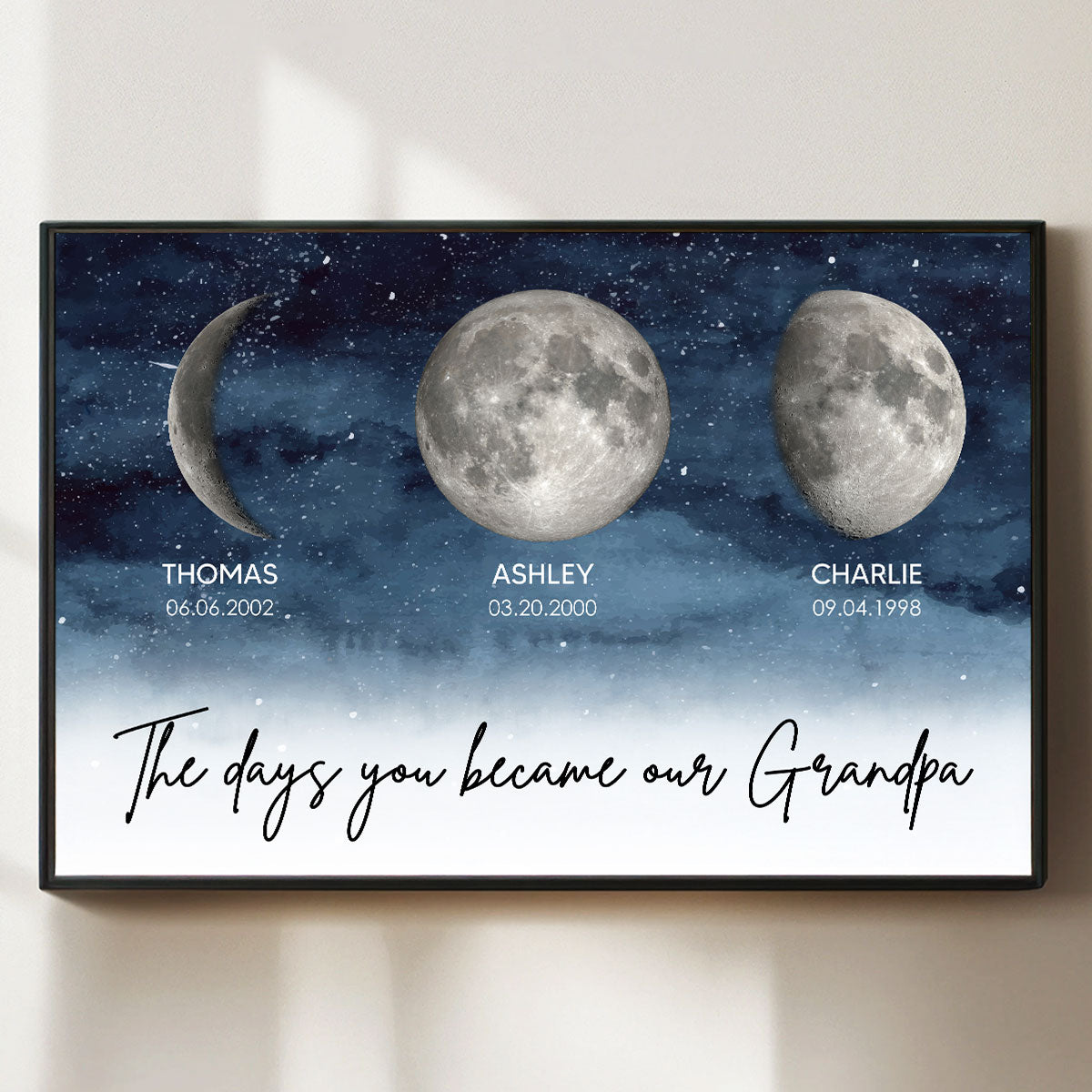 Starry Night Custom Birth Moon Phase The Days You Became Our Grandpa Personalized Poster