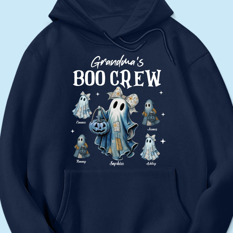 Grandma's Boo Crew Retro Patchwork Style Personalized Halloween Shirt