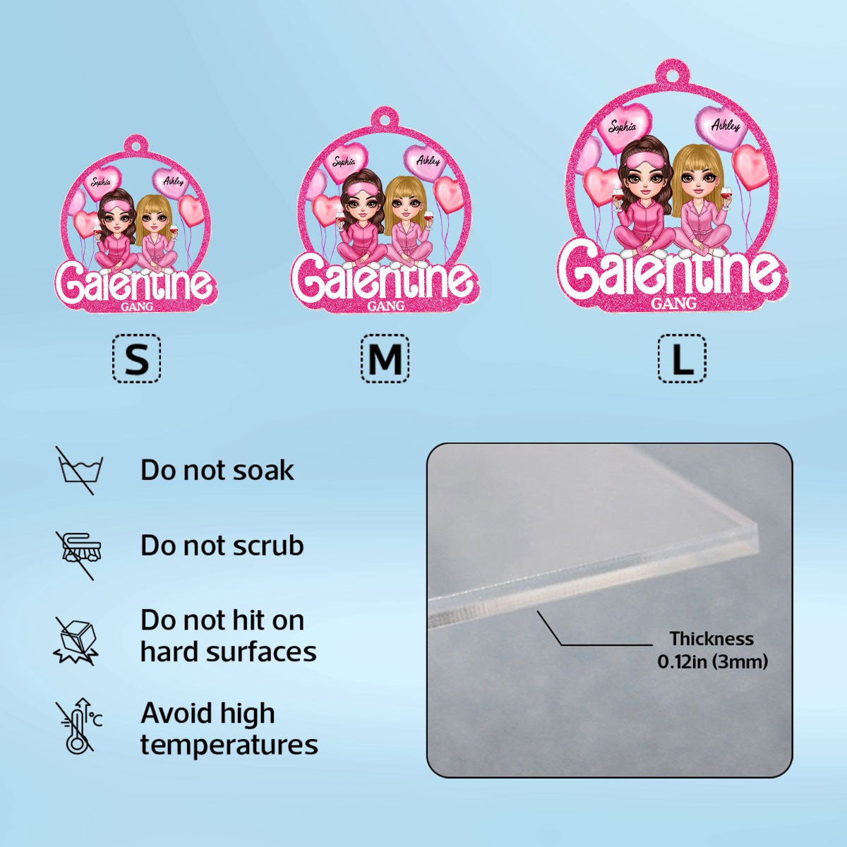 Galentine Gang Partners In Crime Pretty Girls Personalized Acrylic Keychain, Gift, Social Club, Besties Gift