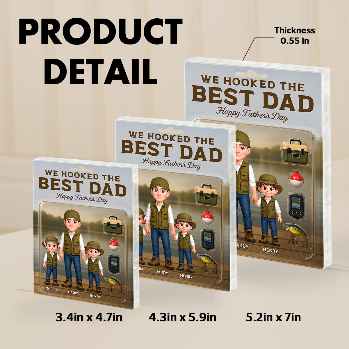 Fishing We Hooked The Best Dad - Personalized Acrylic Block Plaque - Gift For Dad