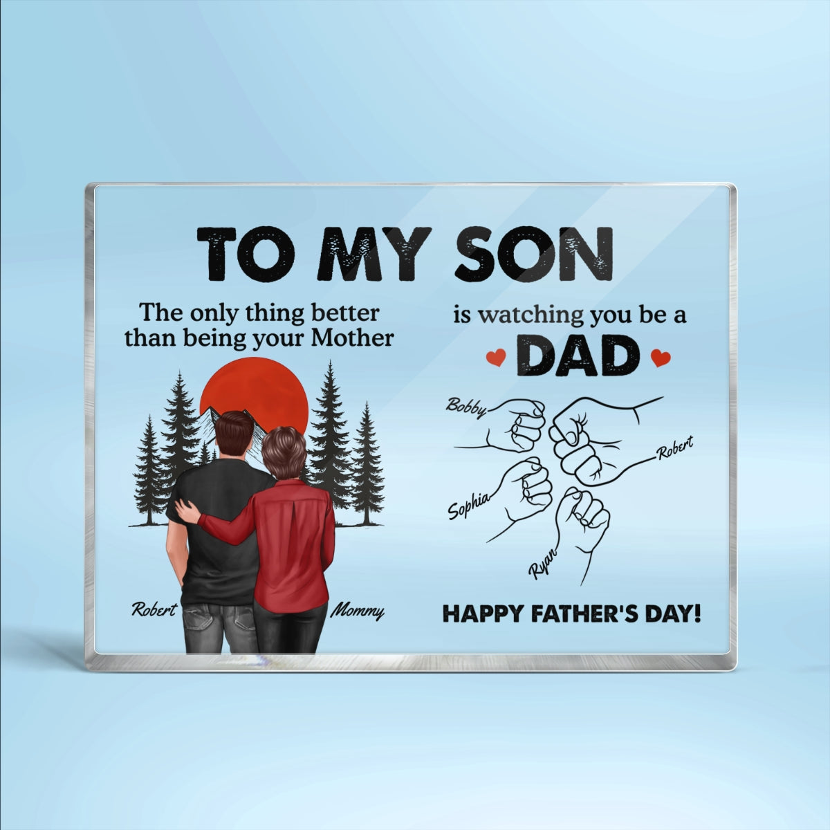 Retro Vintage Sunset To My Son Watching You Be A Dad - Personalized Acrylic Block Plaque - Gift For Son