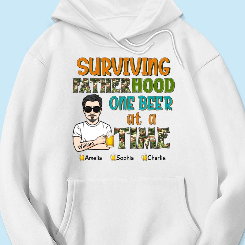 Surviving Fatherhood One Beer At A Time Gift for Dad Personalized Shirt