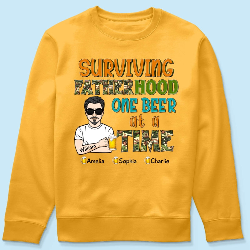 Surviving Fatherhood One Beer At A Time Gift for Dad Personalized Shirt