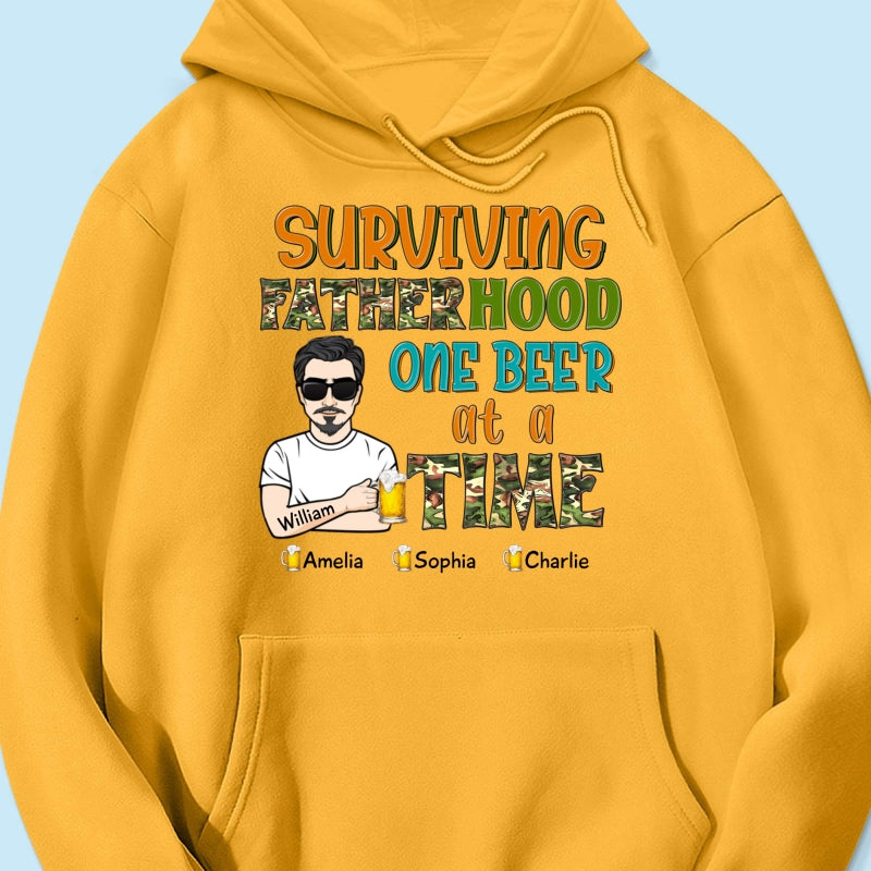 Surviving Fatherhood One Beer At A Time Gift for Dad Personalized Shirt