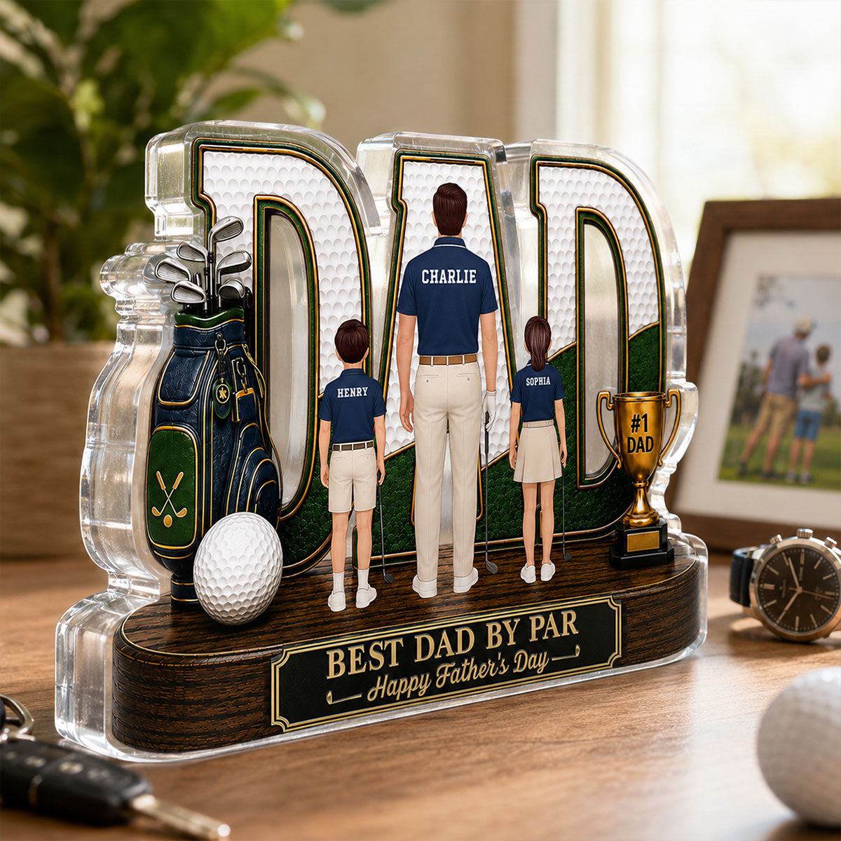 Golf Dad Legend Best Dad By Par - Personalized Acrylic Block Plaque - Unique Trending Gift For Dad