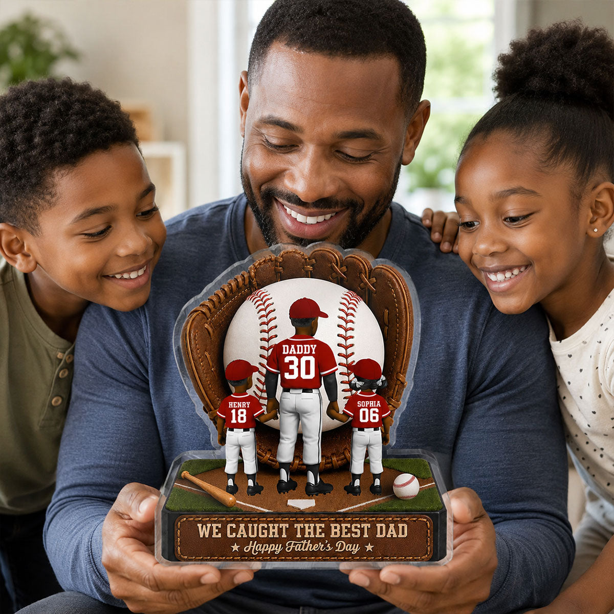 Baseball Dad Legend We Caught The Best Dad - Personalized Acrylic Block Plaque - Gift For Dad