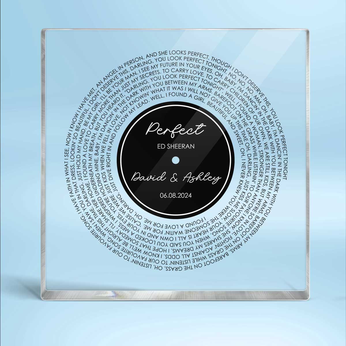 Custom Couple Favorite Song Vinyl Record Personalized Square Acrylic Block Plaque, Heartfelt 2025 Gift For Couple, For Him, For Her
