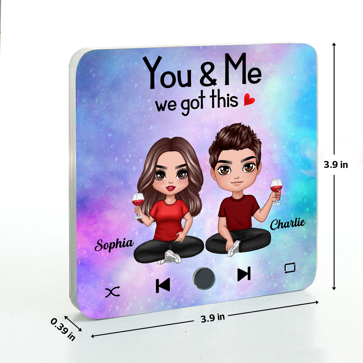 Doll Couple Sitting Together Since Favorite Song Personalized Music Fridge Magnet, Gift For Couple