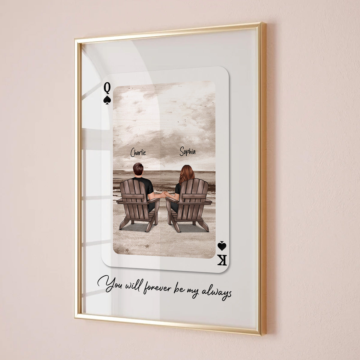 Couple Beach Landscape Playing Cards Print Personalized Poster, Gift For Her, Unique Couples Gift, Romantic Gift