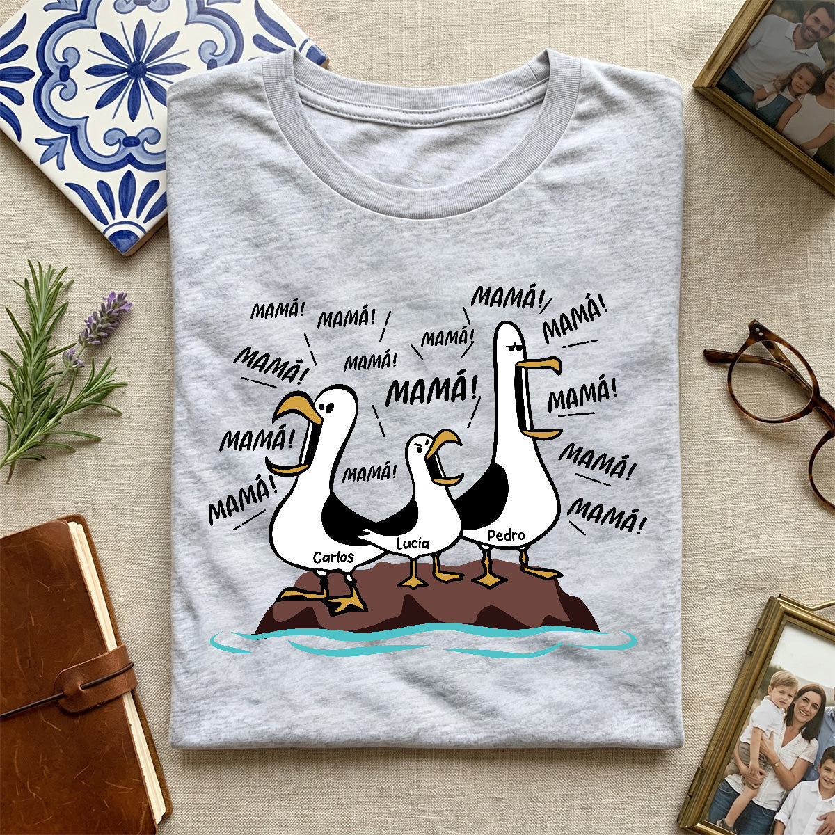 Gaviota Mam Mam Mam - Camiseta Personalizada - Regalo Divertido del Da de la Madre para Mam