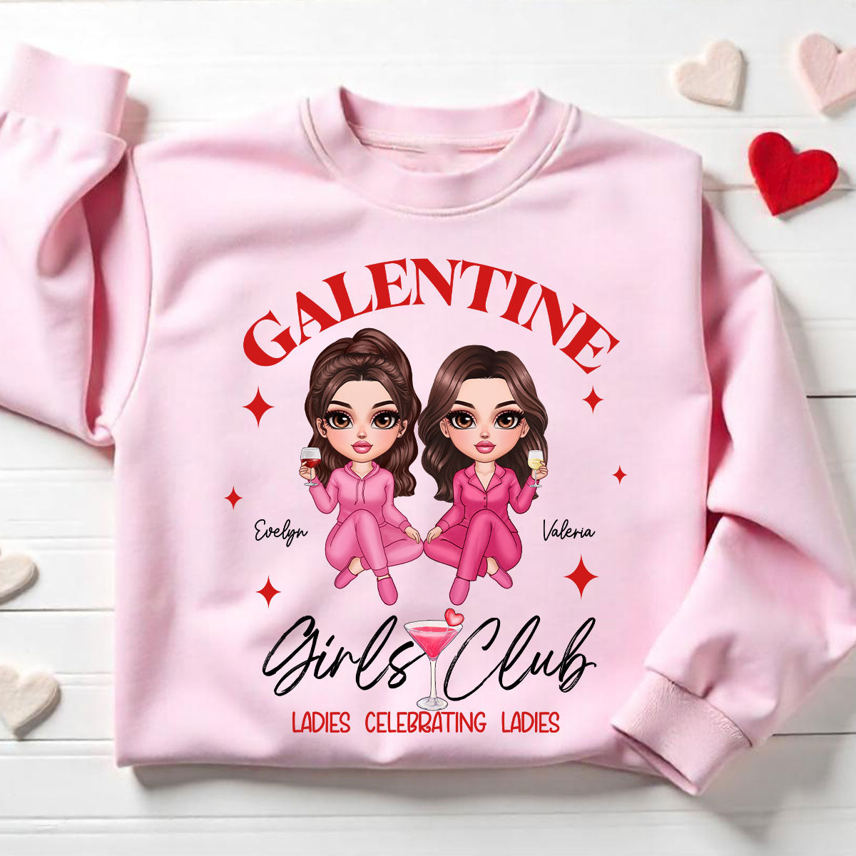 Galentine Girls Club Pajamas Girls Personalized Shirt, Shirt, Social Club, Besties Gift
