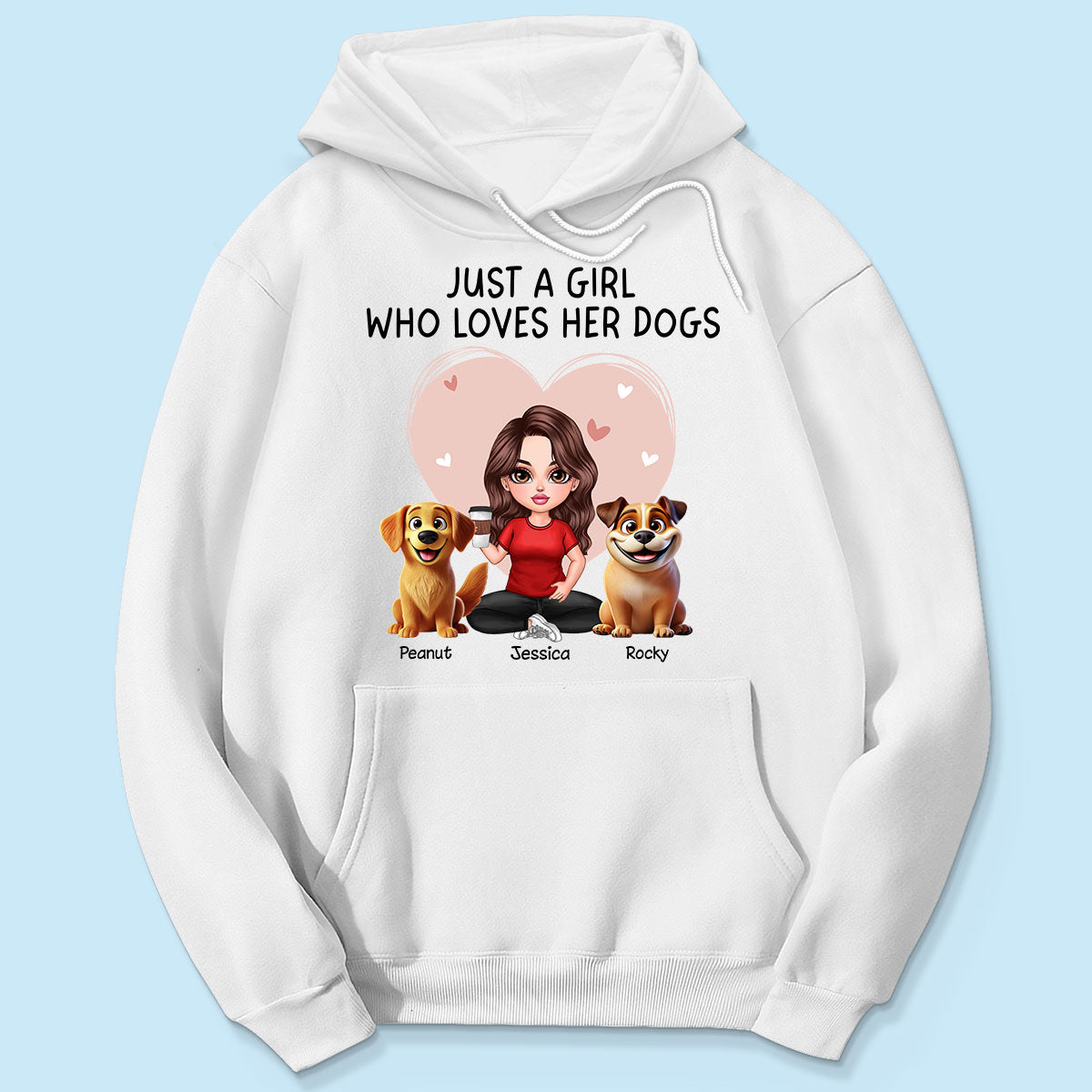 Just A Girl Who Loves Her Dogs Realistic Cartoon Dogs Personalized Shirt, Gift For Dog Lover