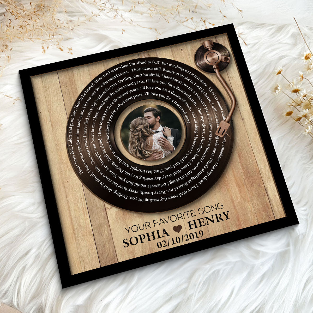 Upload Photo Vinyl Record Custom Song Lyrics Personalized 2-Layer Wooden Plaque, Anniversary Wedding Gift For Her, For Him, For The Couple