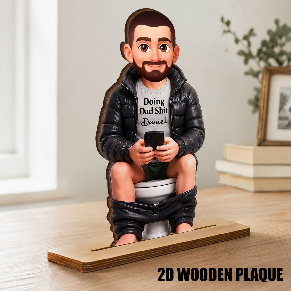 Doing Dad Sh*t Funny - Personalized 2-Layered Wooden Plaque - Funny Gift for Dad, Husband