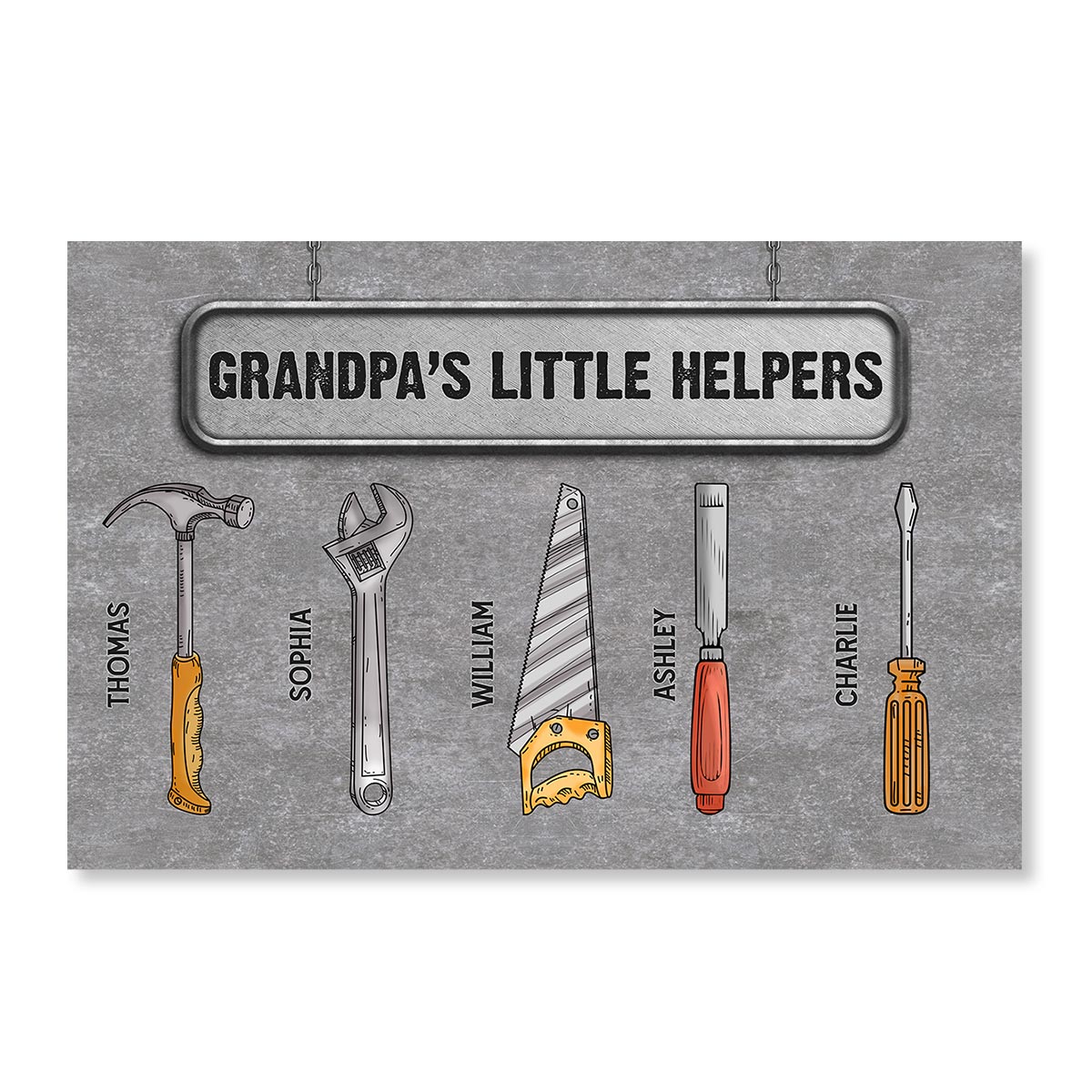 Grandpa‘s Little Helpers Personalized Poster, Cool Father's Day Gift For Ultimate Grandpa, Papa, Dad, Husband