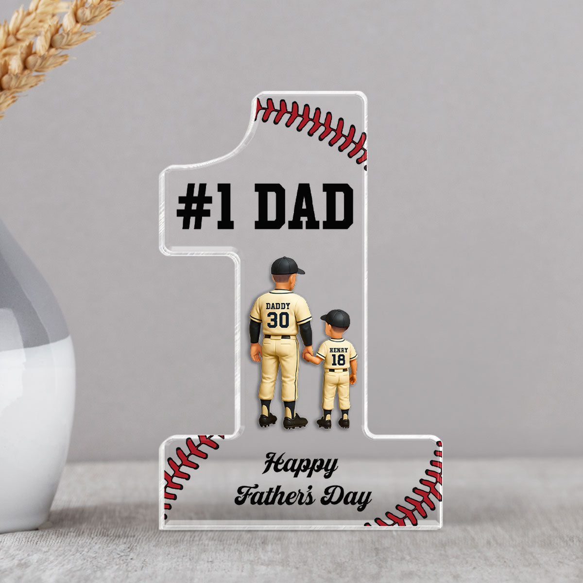 No 1 Baseball Dad Personalized Acrylic Block, Gift for Dad, Gift for Husband
