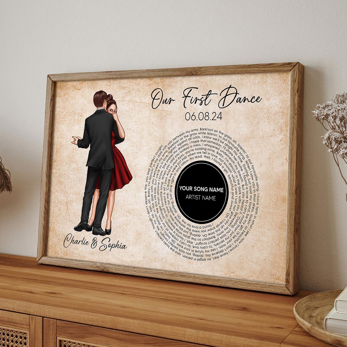 Our First Dance Couple Dancing Favorite Song Vinyl RecordPersonalized Poster, Heartfelt Gift, Wedding Gift For Couple, For Him, For Her