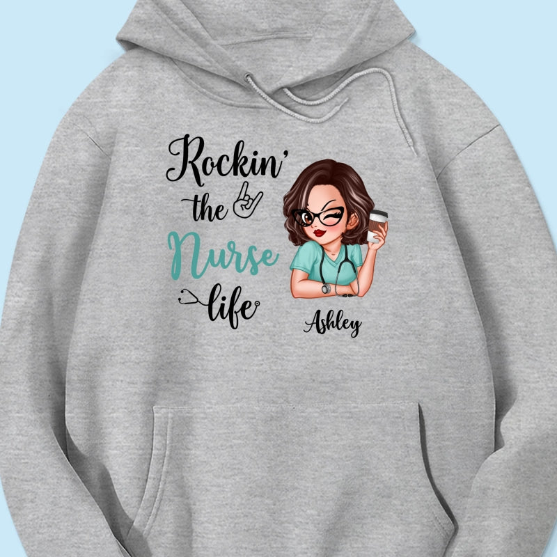 Rockin‘ The Nurse Life Personalized Shirt, Cool Gift For Nurse