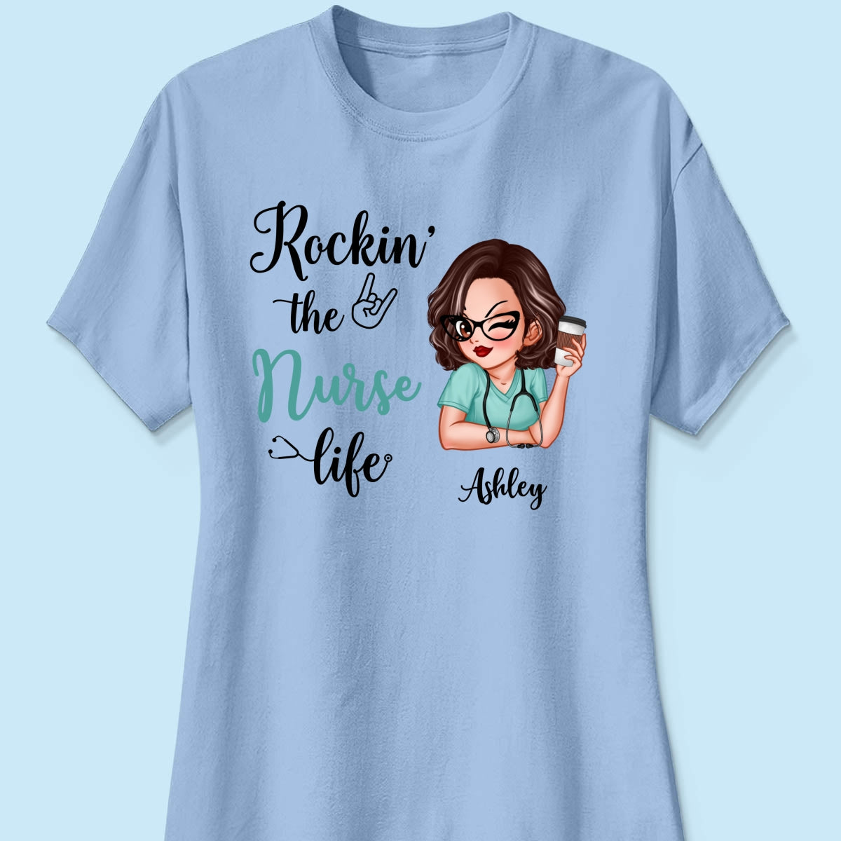 Rockin‘ The Nurse Life Personalized Shirt, Cool Gift For Nurse